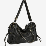 Sac porté épaule noir en simili cuir à poches zippées