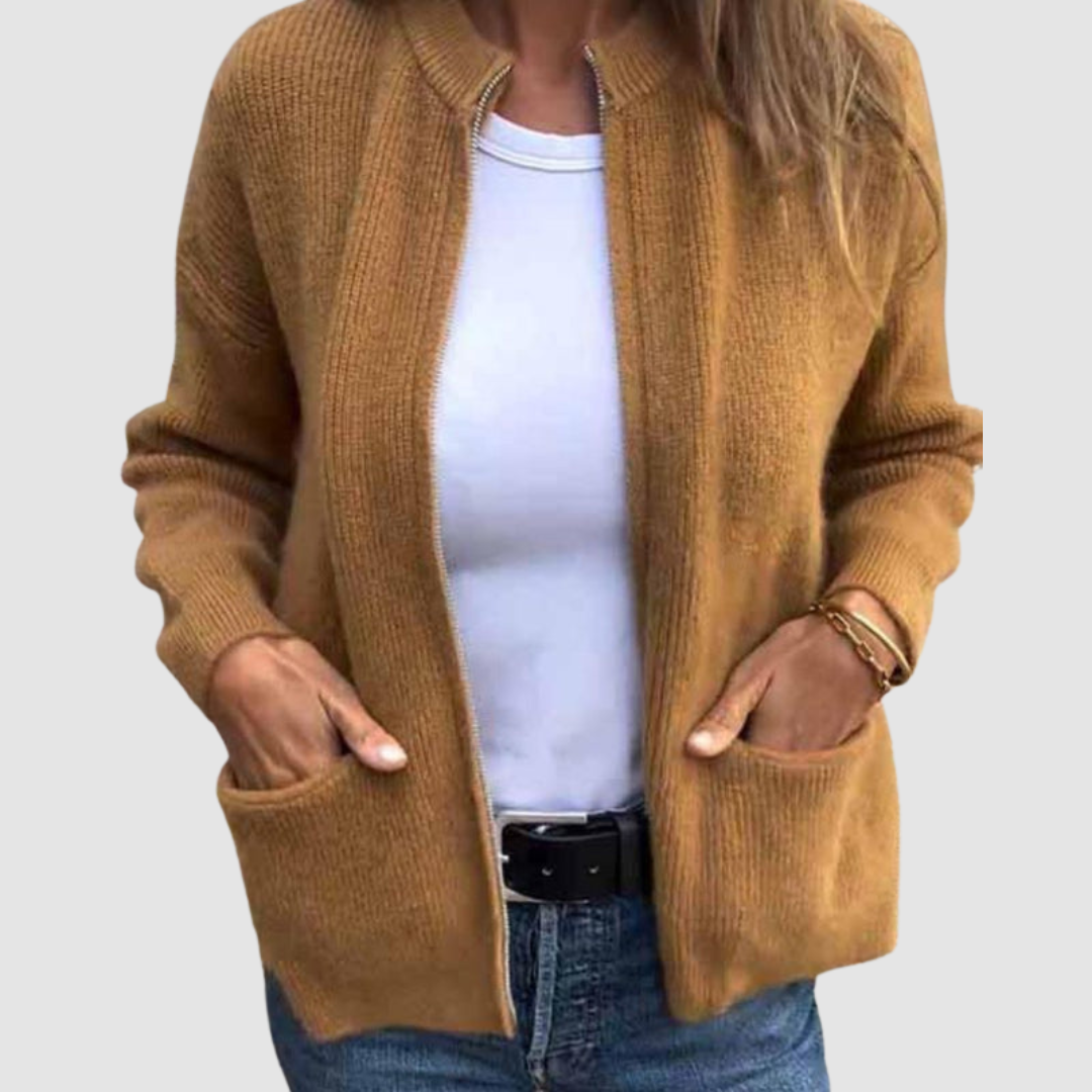 Cardigan Automne Élégant Gris Femme