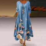 Robe Maxi Bohème Asymétrique Imprimé Floral Élégance