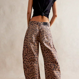 Pantalon Léopard Fluide Taille Élastique Confort Tendance