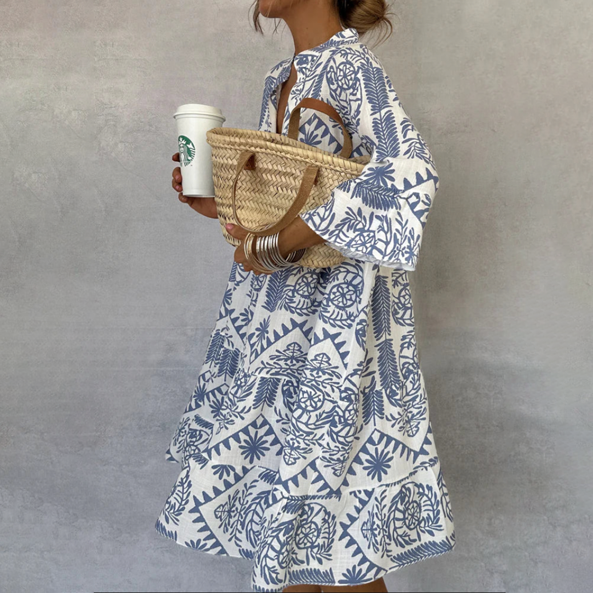 Robe Midi Imprimée Bohème Fluide Chic Décontracté