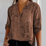 Chemise Satin Fluide Motif Élégant Coupe Décontractée