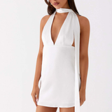 Robe Courte Dos Nu à Col Halter Élégante