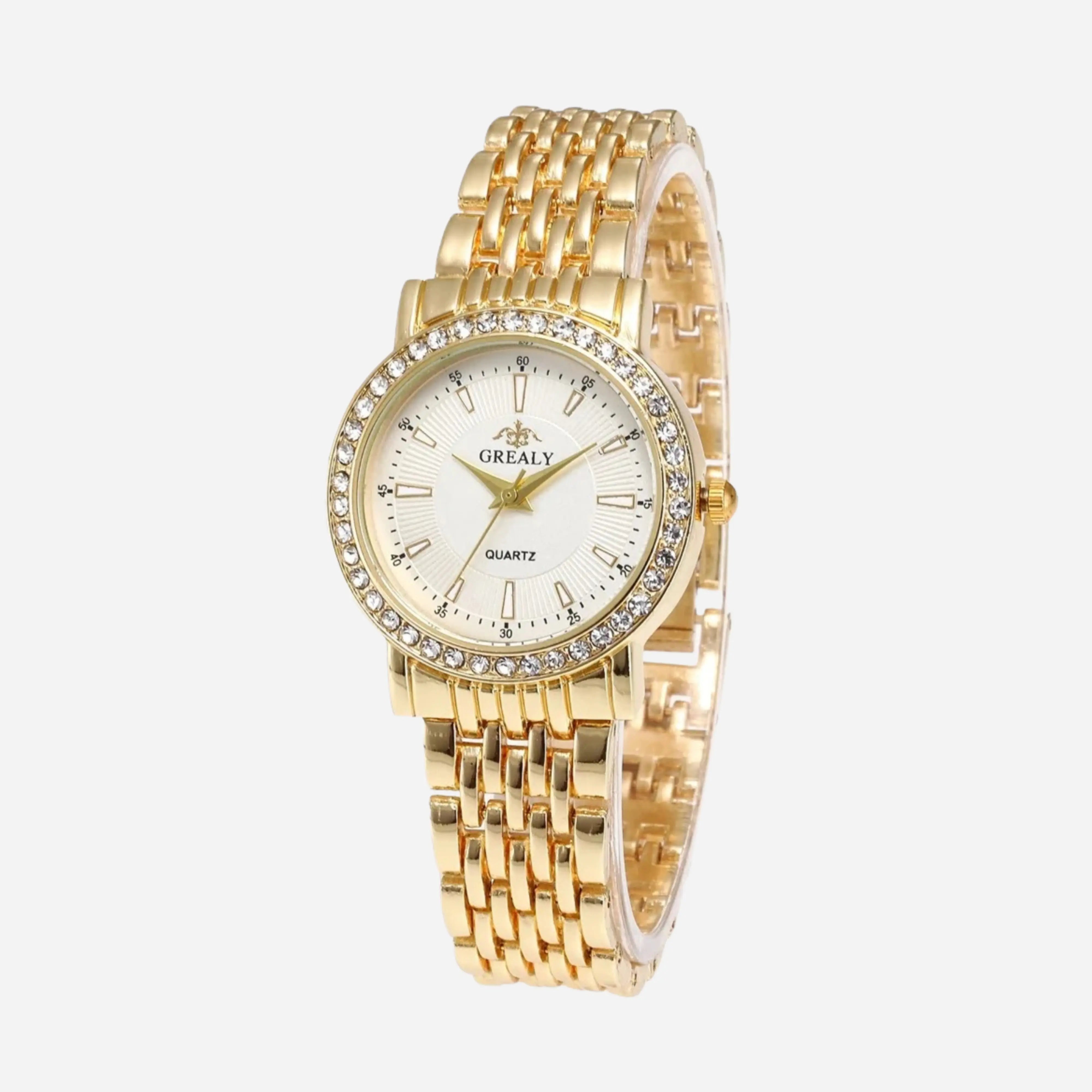Montre femme à quartz avec bracelet maille métallique