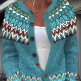Cardigan Femme Motif Nordique – Gilet Boutonné Cosy