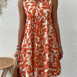 Robe Sans Manches Imprimée Fluide Élégance Estivale
