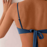 Bikini Femme Bandeau avec Taille Haute Drapée