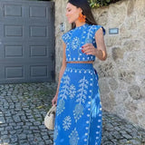 Robe Longue Bohème Broderie Élégante Sans Manches