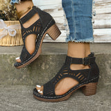Sandales Découpées à Talon Style Bohème