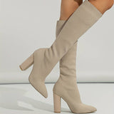 Bottes hautes chaussettes femme à talon bloc