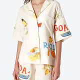 Ensemble Chemise Imprimée Short Coupe Ample Style Vacances Chic