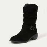Bottines western femme souples effet daim