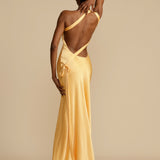 Robe Maxi Satinée Une Épaule Coupe Sirène Élégance