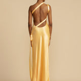 Robe Maxi Satinée Une Épaule Coupe Sirène Élégance