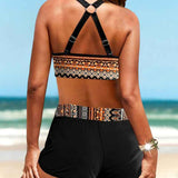 Ensemble Femme Débardeur Imprimé et Short à Franges