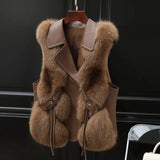 Gilet Femme Fourrure Élégant Sans Manches