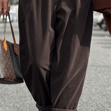 Senzy | Pantalon en Velours Côtelé Marron – Taille Élastique & Poches Pratiques