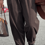Senzy | Pantalon en Velours Côtelé Marron – Taille Élastique & Poches Pratiques