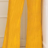 Pantalon Large Rayé à Taille Haute