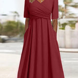 Robe Femme Élégante Mi Longue Col V
