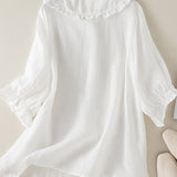 Blouse Femme Col Volanté – Haut Léger Élégant Boutonné