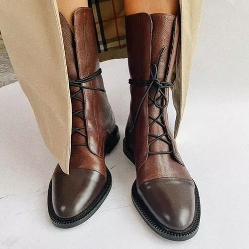 Bottines Femme Lacets Élégantes – Bottes Classiques Chic
