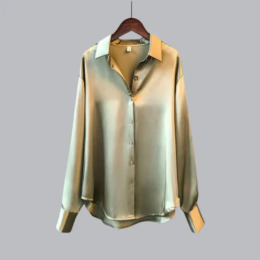 Chemise Satinée Fluide Manches Longues Élégance Luxe
