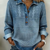 Sweat femme col polo boutonné à manches longues