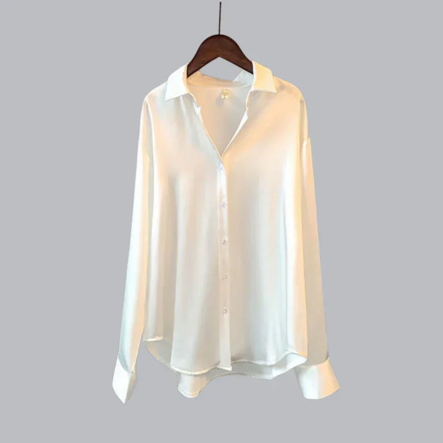 Chemise Satinée Fluide Manches Longues Élégance Luxe
