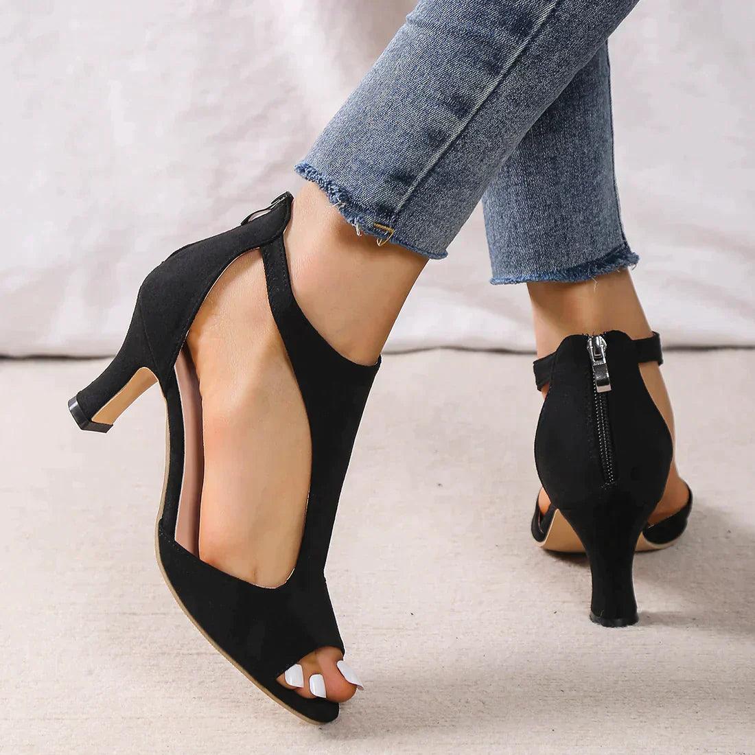 Sandales Talon Moyen Bride Cheville Bout Ouvert Élégance Chic