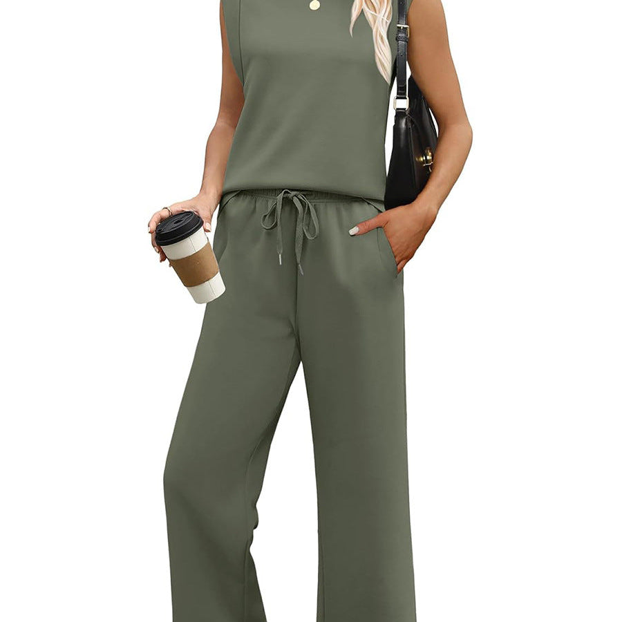 Ensemble Décontracté Sans Manches Pantalon Fluide