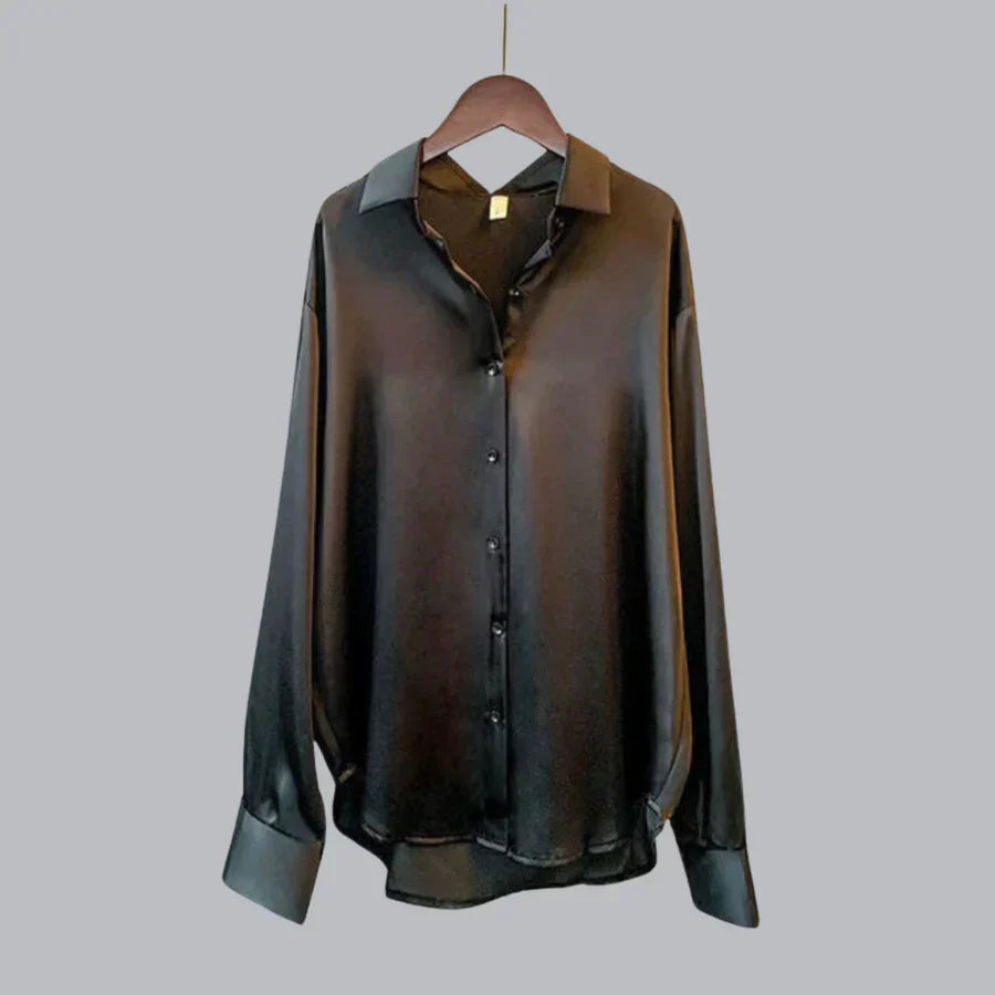 Chemise Satinée Fluide Manches Longues Élégance Luxe