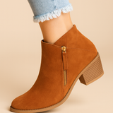 Bottines femme à zip latéral et talon carré
