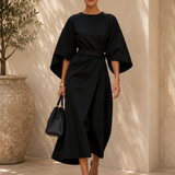 Robe Maxi Élégante à Manches Amples Coupe Fluide Chic Urbain