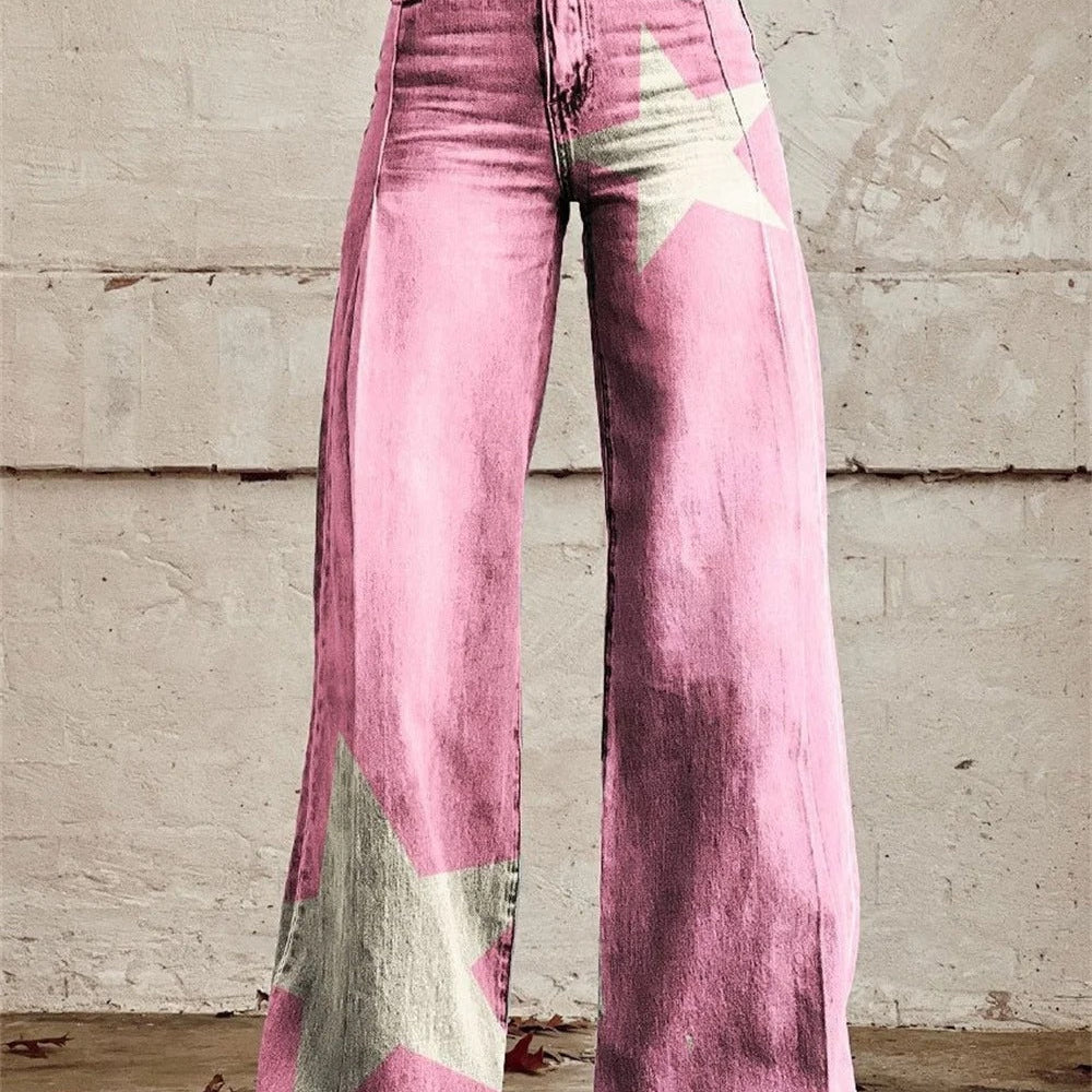 Pantalon Large à Imprimé Moucheté