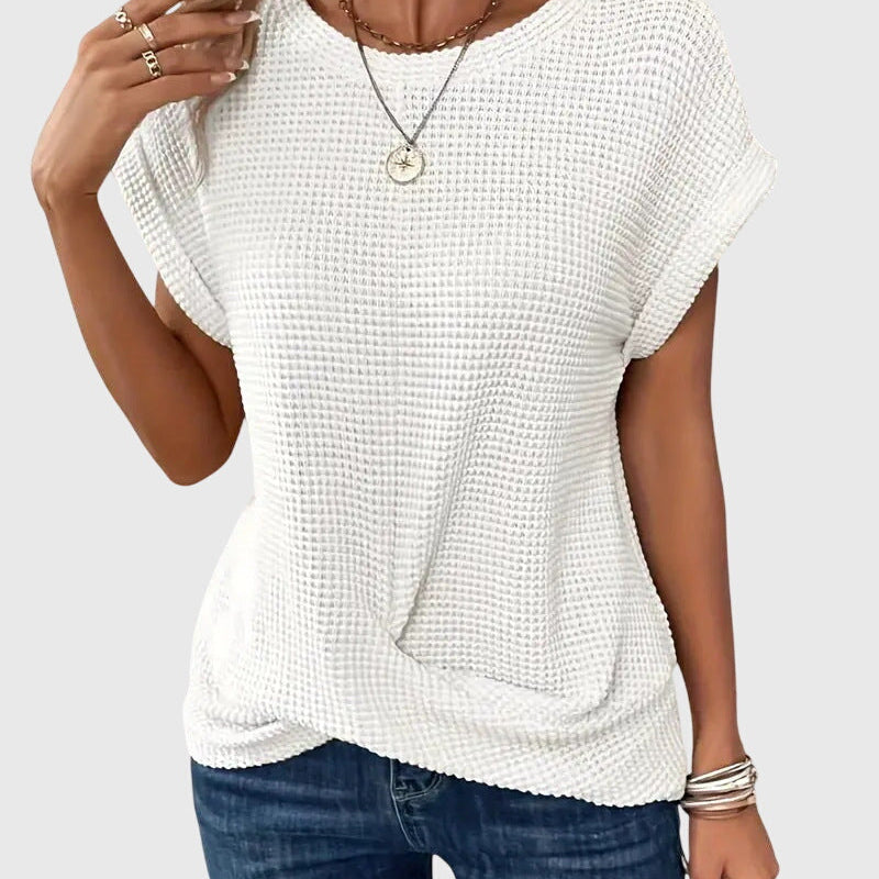 T-Shirt Texturé à Manches Courtes