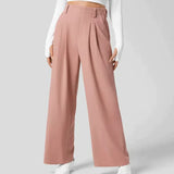 Pantalon Large à Plis et Taille Haute