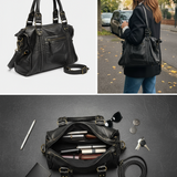 Sac porté épaule noir en simili cuir à poches zippées