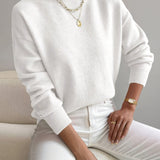Pull femme en maille à col roulé, manches longues