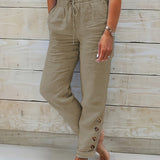 Pantalon Décontracté à Taille Élastiquée et Poches