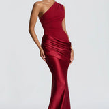 Robe Longue Asymétrique à Épaule Unique