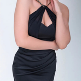 Robe Longue Dos Nu Halter à Fente Élégante
