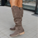 Bottes Automnes En Daim Camelles Femme