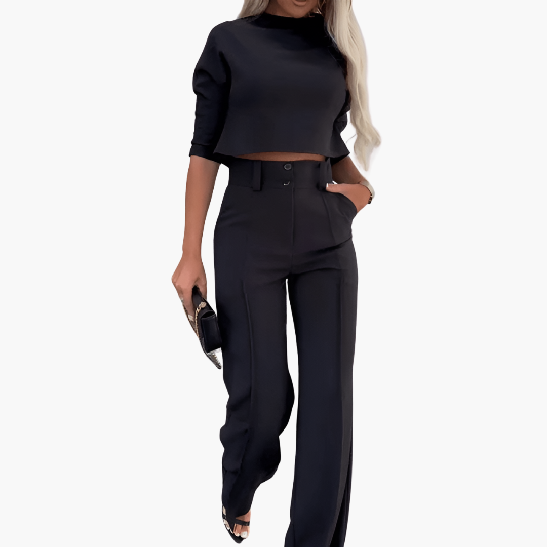 Ensemble Élégant Taille Haute Style Minimaliste