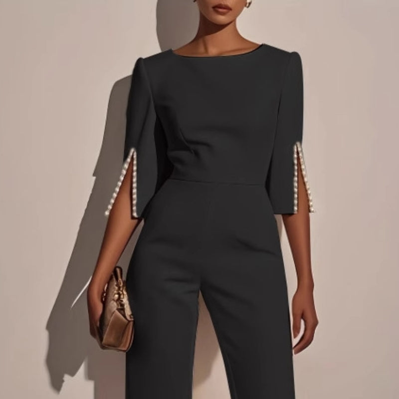 Elegant Jumpsuit Med Cape Ærmer Moderne Stil