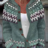 Cardigan Femme Motif Nordique – Gilet Boutonné Cosy