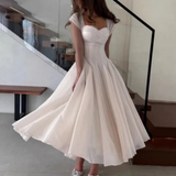 Robe midi trapèze en tulle à décolleté cœur pour femme