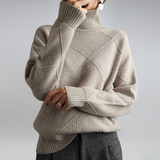 Pull col roulé en cachemire maille texturée pour femme