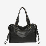 Sac porté épaule noir en simili cuir à poches zippées