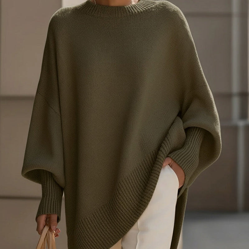 Pull femme oversize col rond manches longues